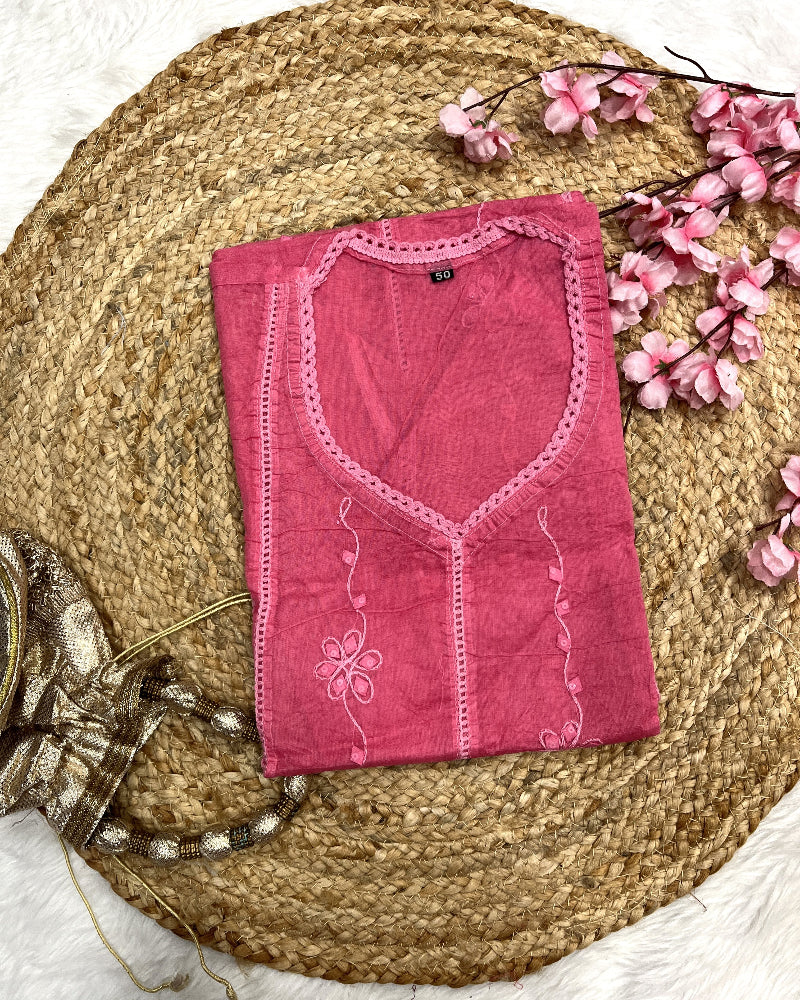 Kaizan | Chikankari Organza Plus Size Long Kurti