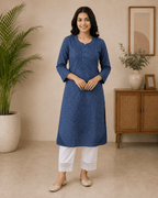 Gulnaaz | Chikankari Jacquard Cotton Long Kurti