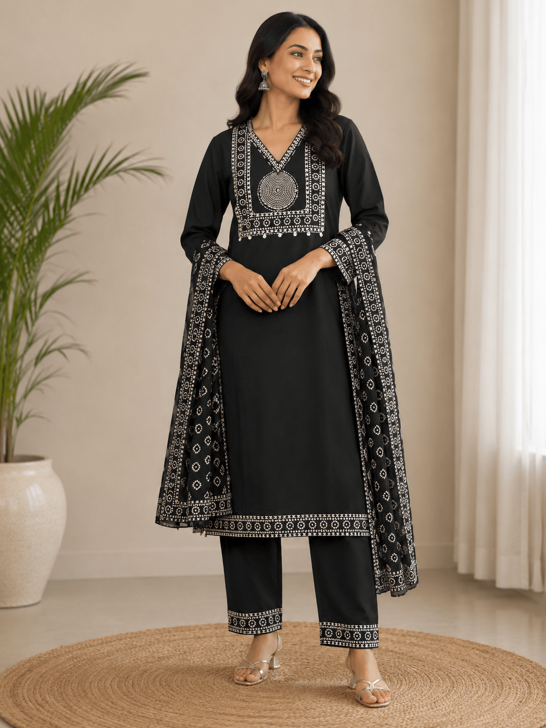 Savina | Chanderi Kurta Pant Dupatta Set