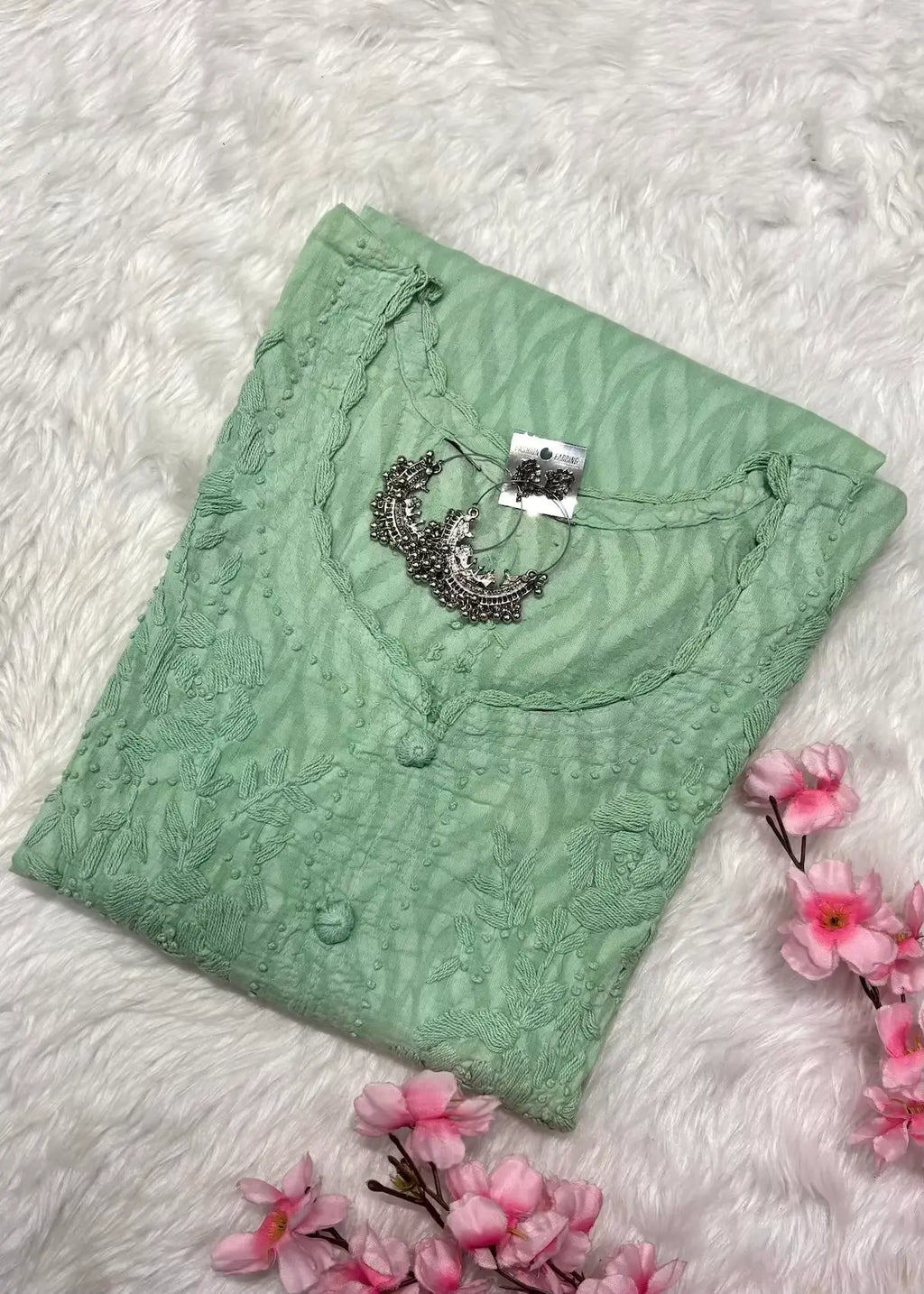 Raha | Chikankari Jacquard Cotton Long Kurti II