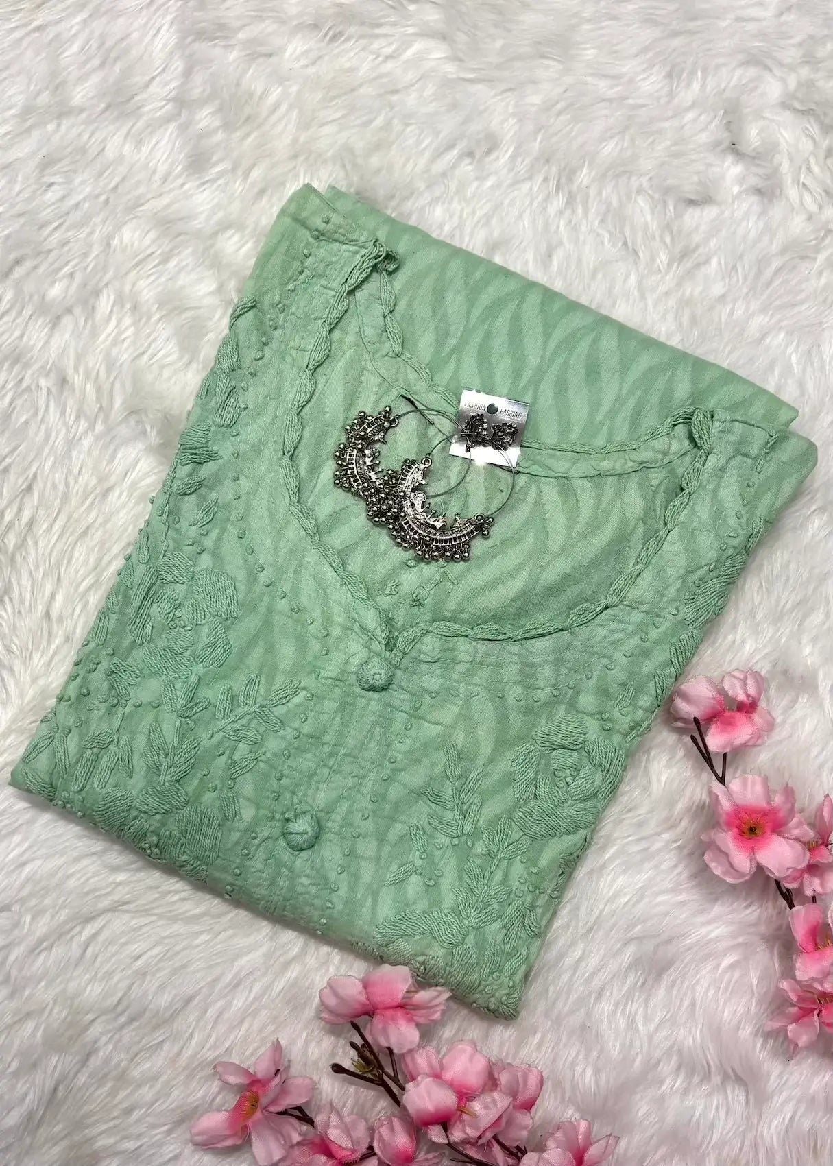 Raha | Chikankari Jacquard Cotton Long Kurti II