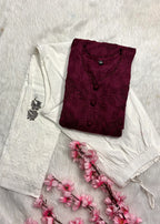 Gulbahar | Chikankari Jacquard Cotton Kurti Pant set