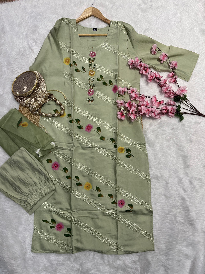 Izarina | Cotton Kurta Pant Dupatta Set