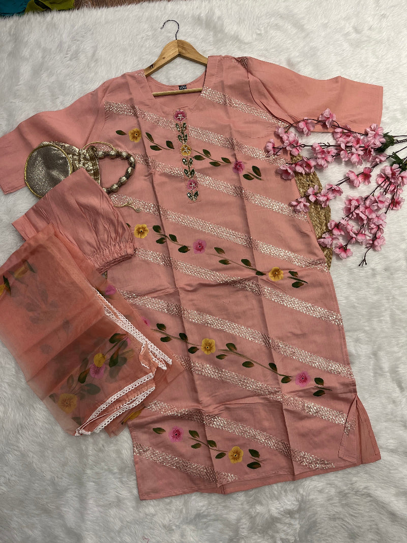 Izarina | Cotton Kurta Pant Dupatta Set
