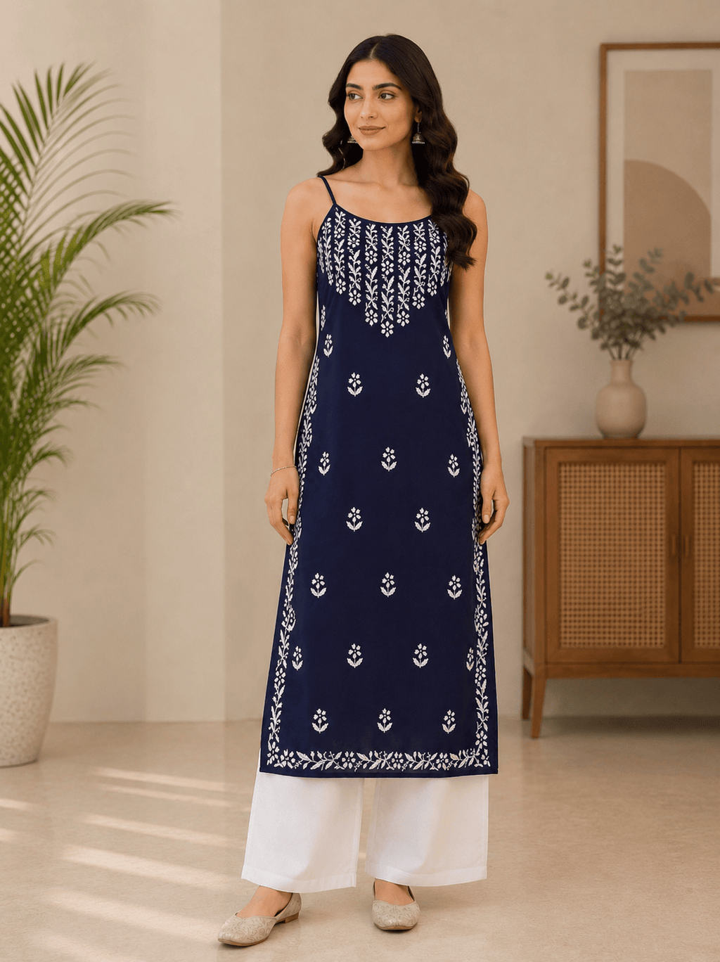 Aabad | Rayon Noodle Strap Kurti