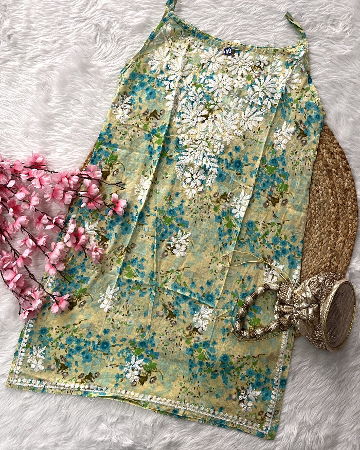 Abir | MulMul Cotton Noodle Strap Kurti