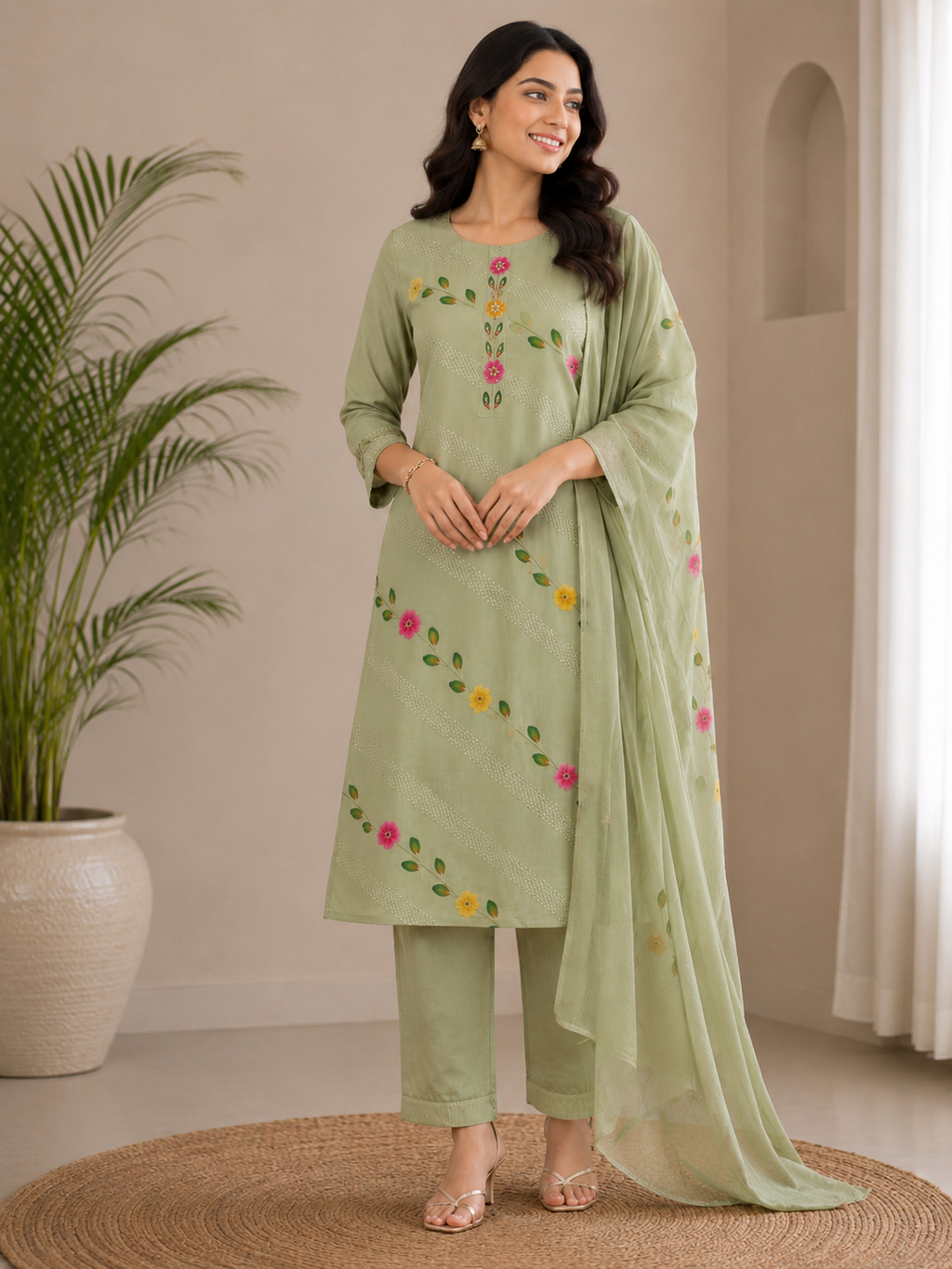 Izarina | Cotton Kurta Pant Dupatta Set