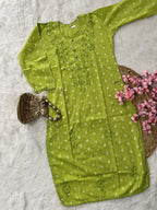 Kainaat | Chikankari Applique Cotton Long Kurti