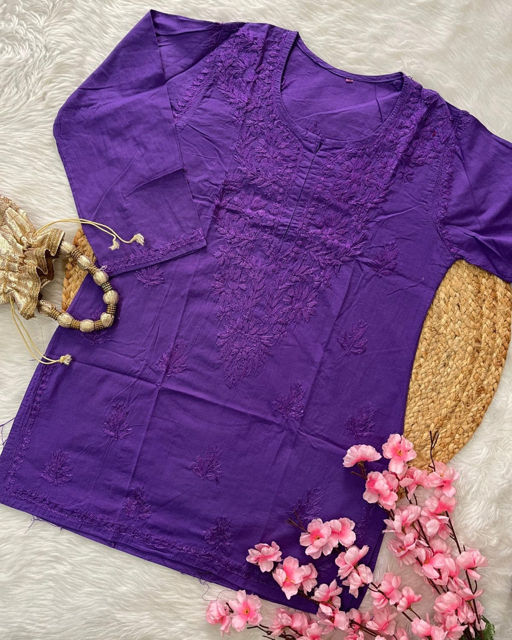 Maash | Cotton Chikankari Short Kurti