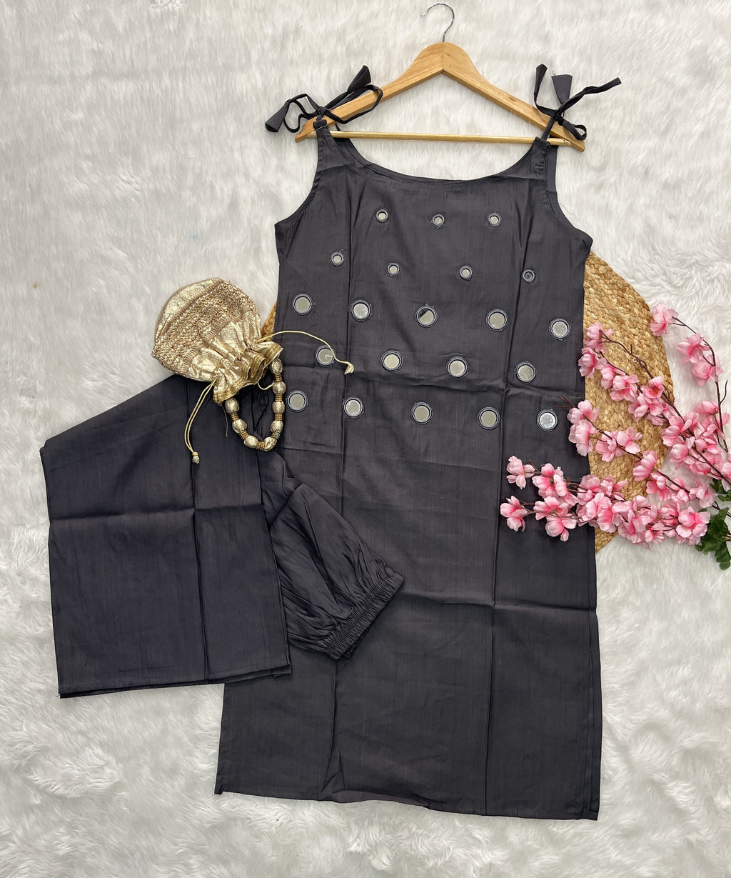 Serina | Rayon Noodle Strap Kurta Set