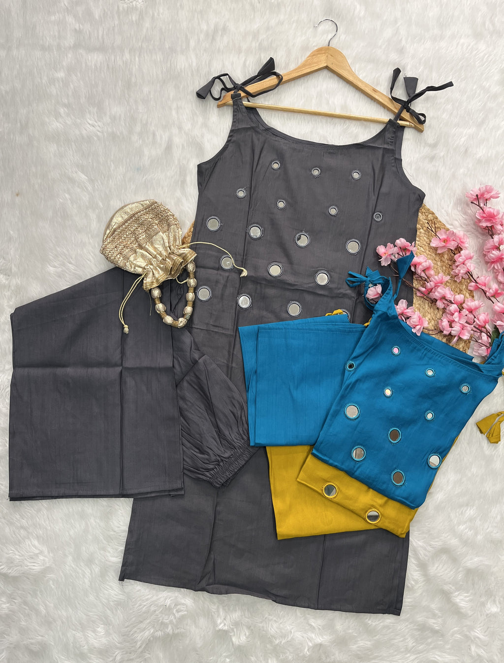Serina | Rayon Noodle Strap Kurta Set