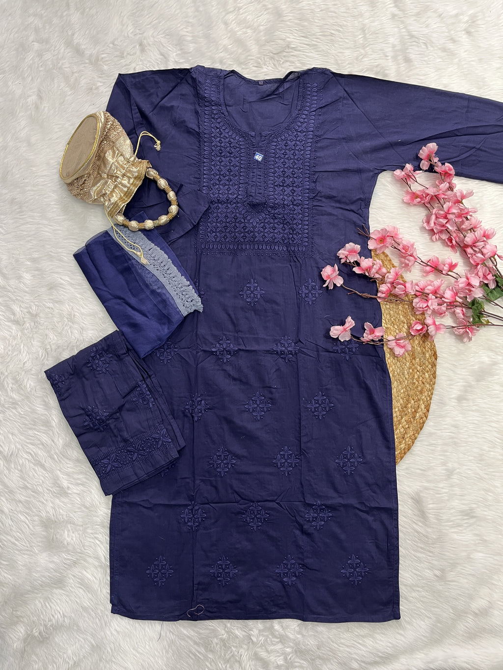 Taaib | Cotton Kurta Palazzo Dupatta Set