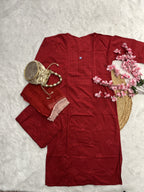 Taaib | Cotton Kurta Palazzo Dupatta Set