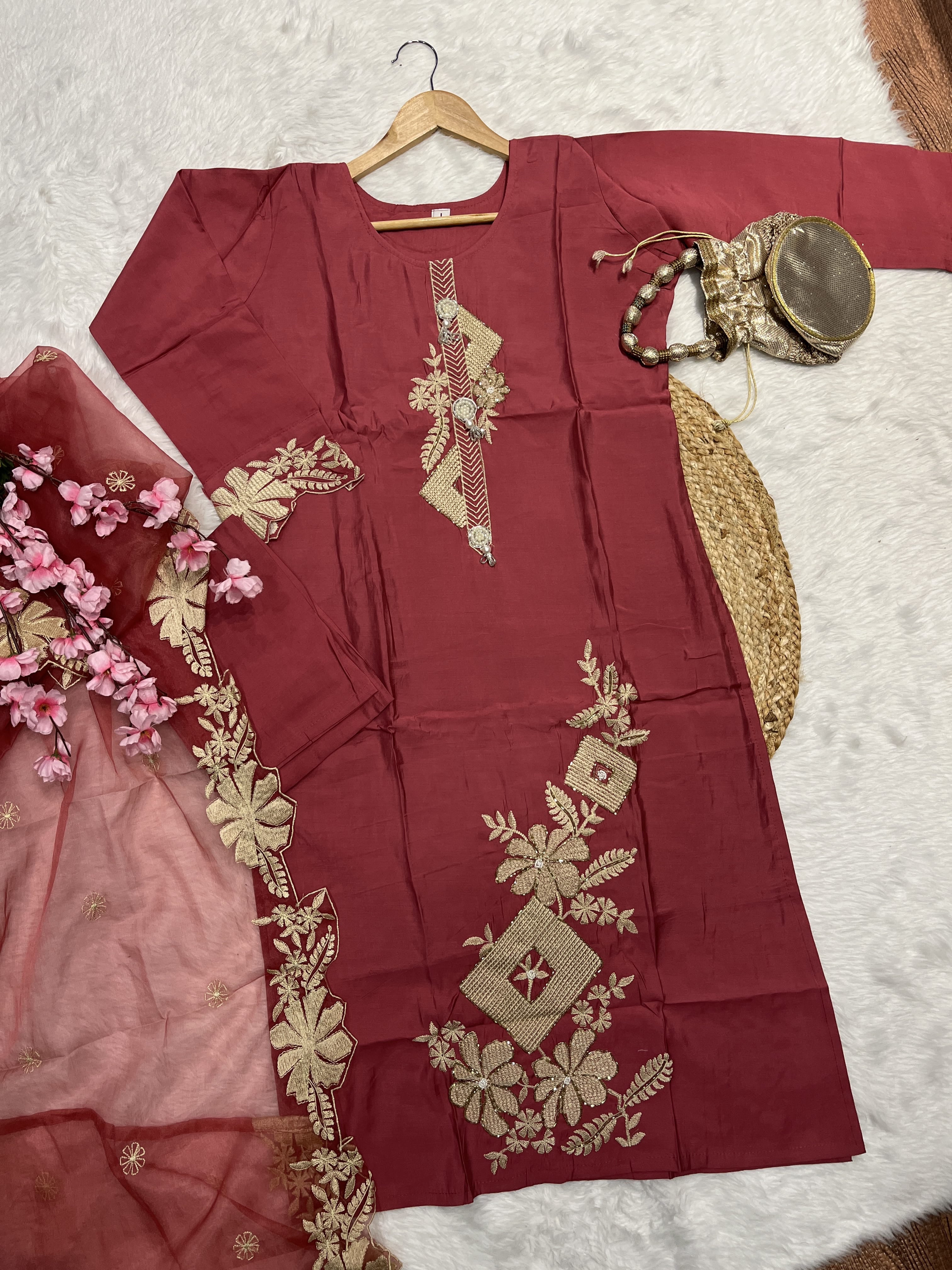 Selina | Organza Kurta Pant Dupatta Set