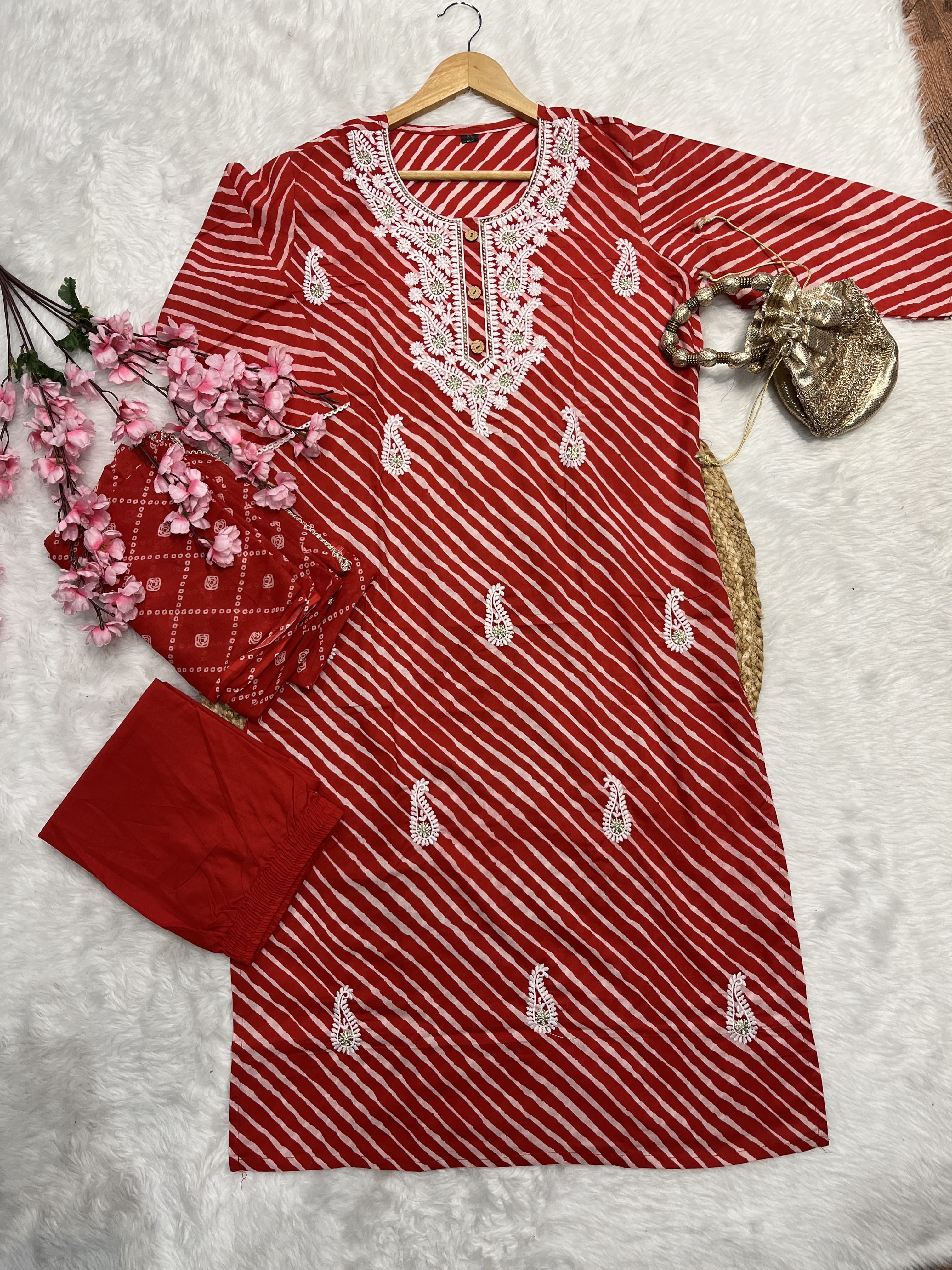 Valina | Chanderi Kurta Pant Dupatta Set
