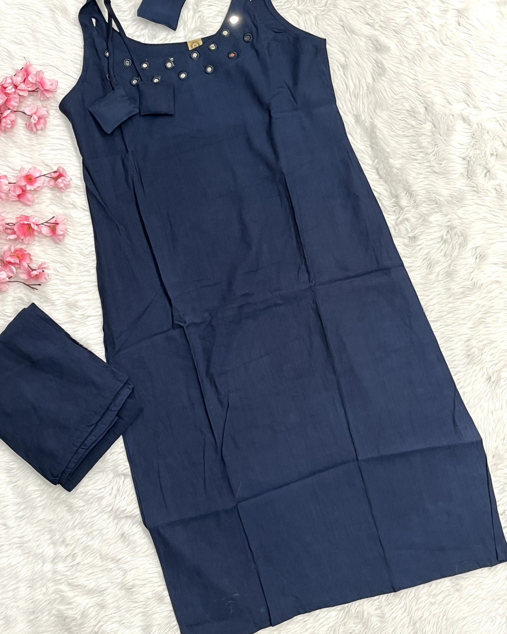 Nuvara | Chanderi Noodle Strap Kurta Pant Set