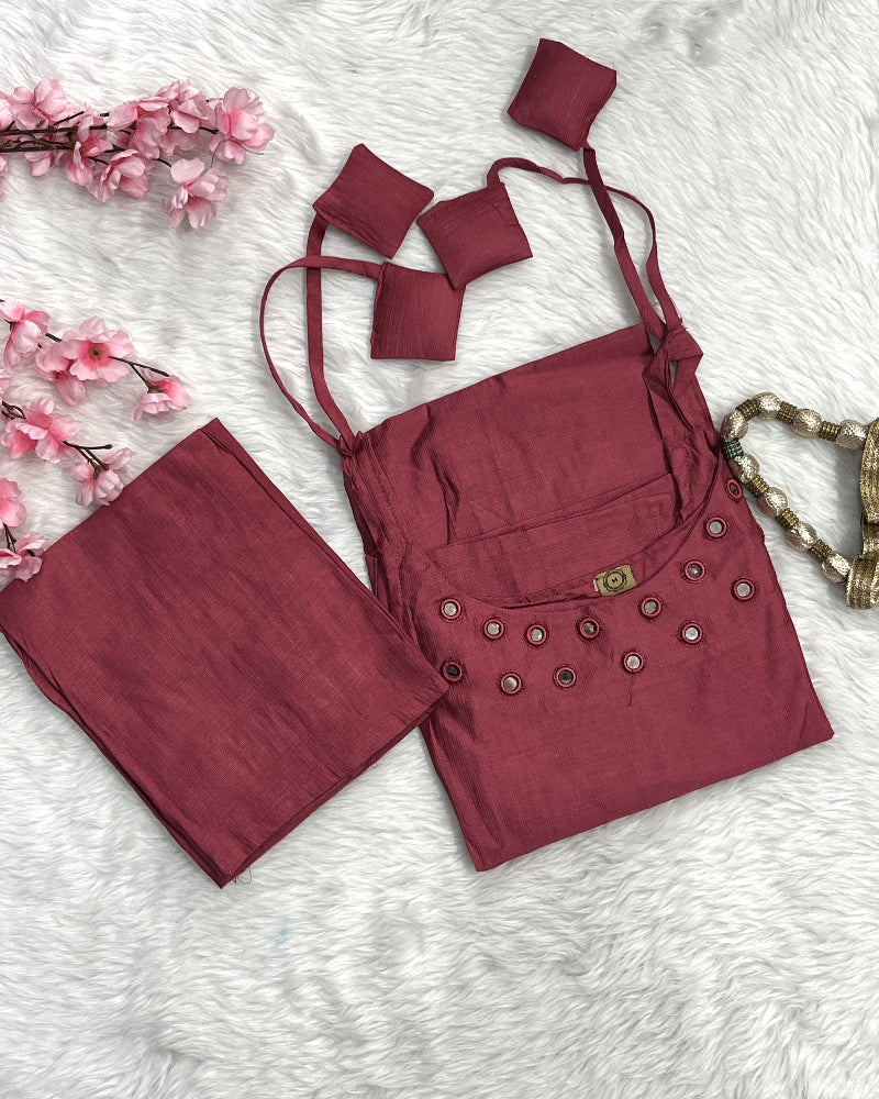 Nuvara | Chanderi Noodle Strap Kurta Pant Set