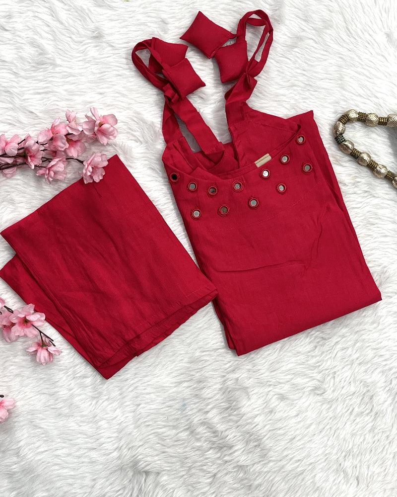 Nuvara | Chanderi Noodle Strap Kurta Pant Set