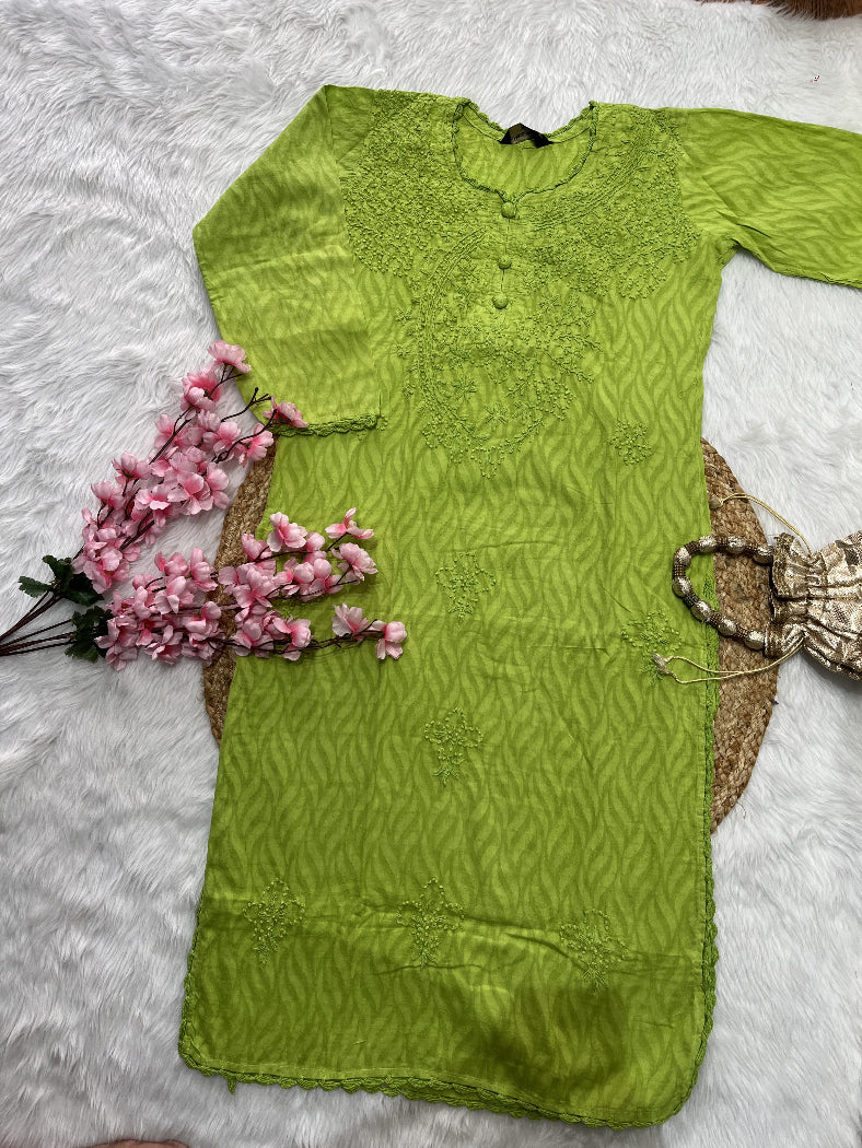 Raha | Chikankari Jacquard Cotton Long Kurti II