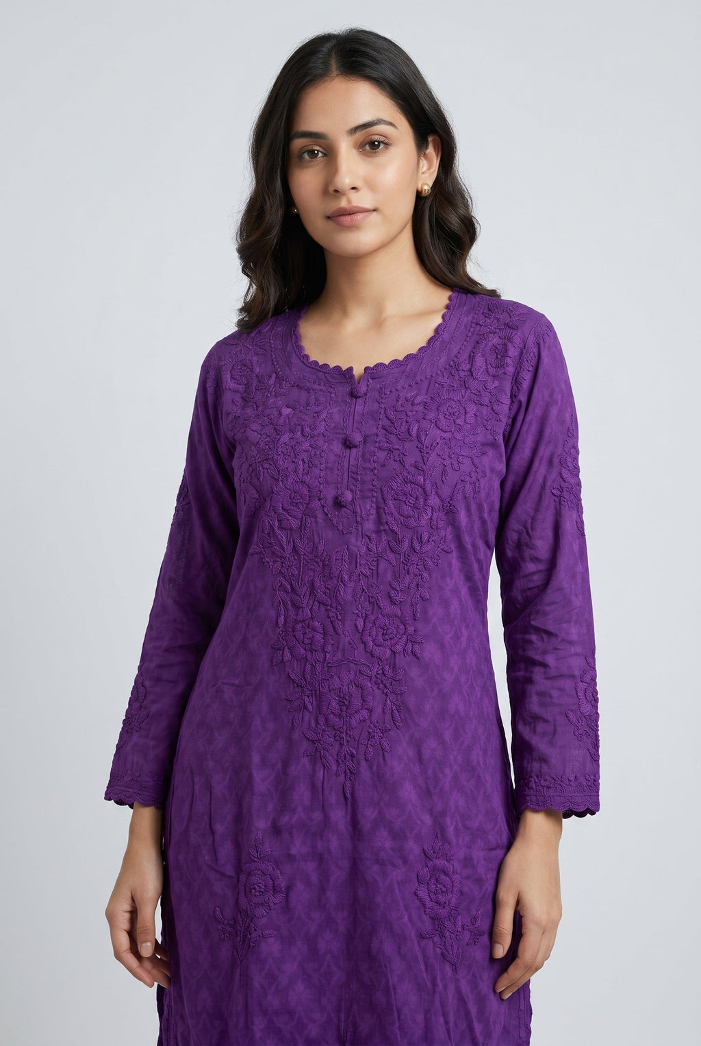 Raha | Chikankari Jacquard Cotton Long Kurti II