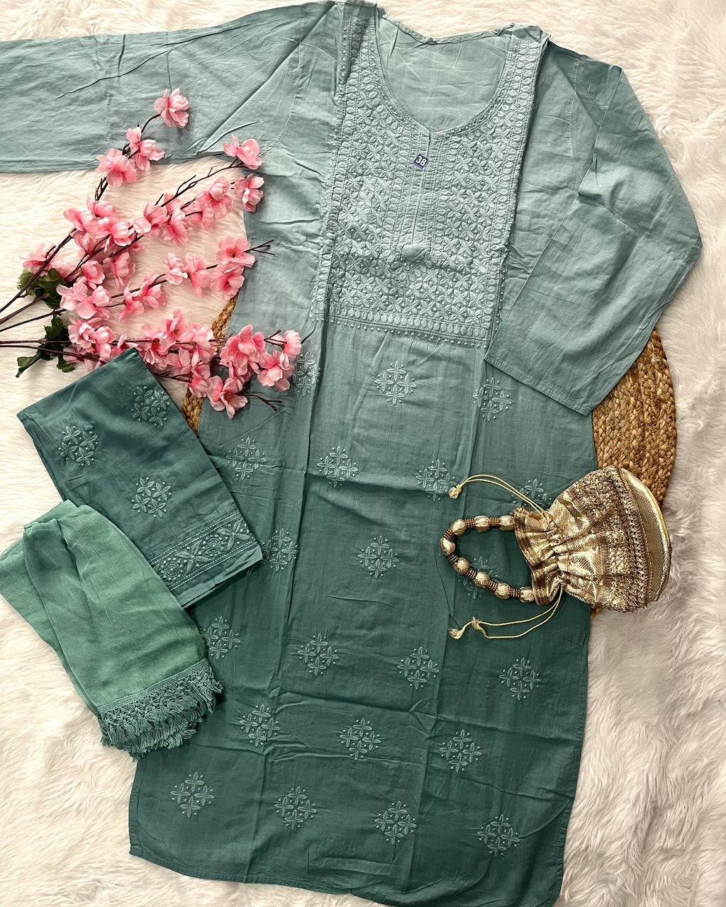 Taaib | Cotton Kurta Palazzo Dupatta Set