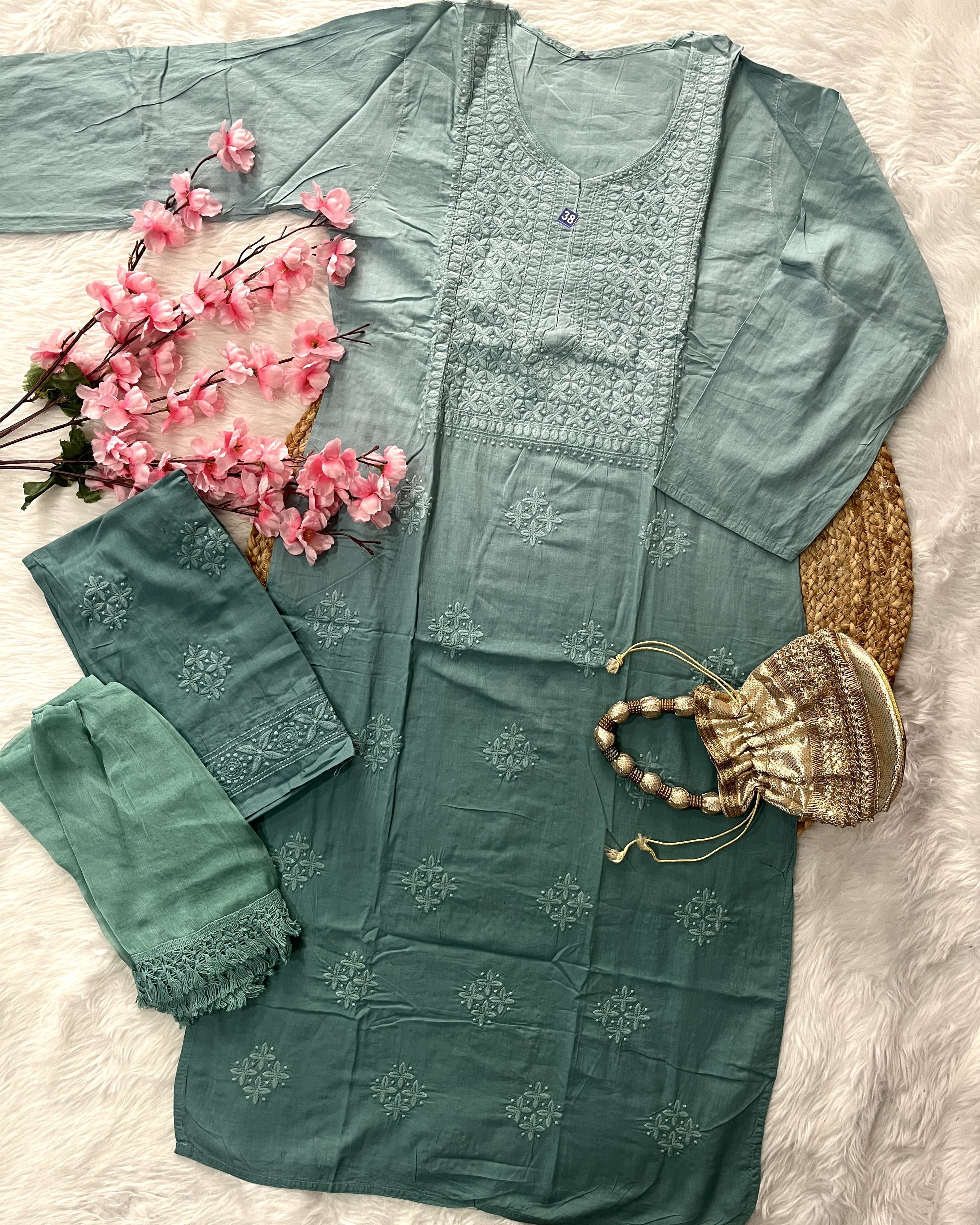 Taaib | Cotton Kurta Palazzo Dupatta Set