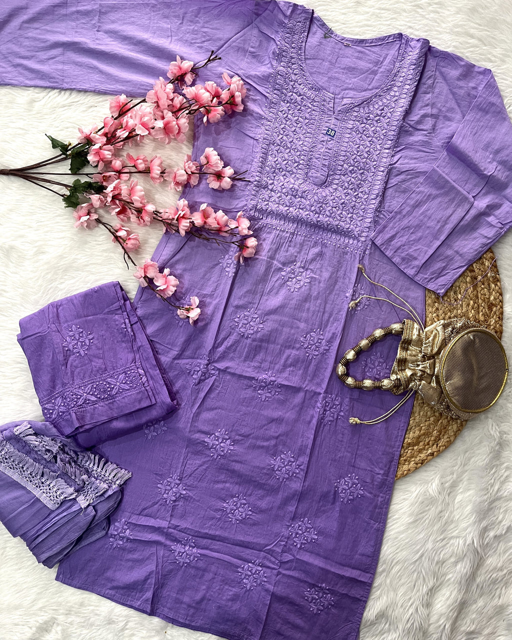 Taaib | Cotton Kurta Palazzo Dupatta Set