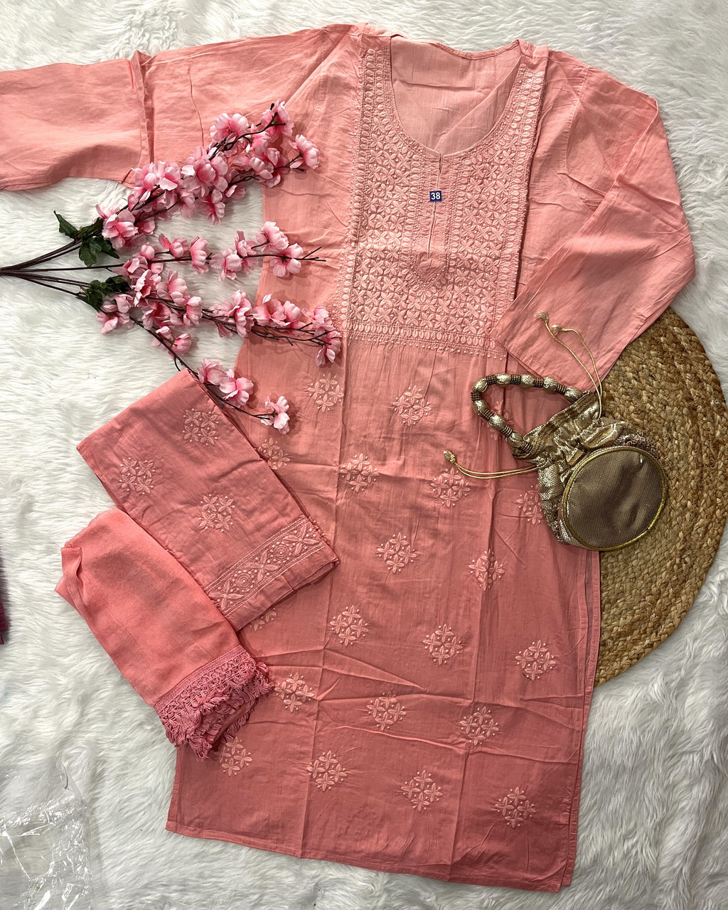Taaib | Cotton Kurta Palazzo Dupatta Set
