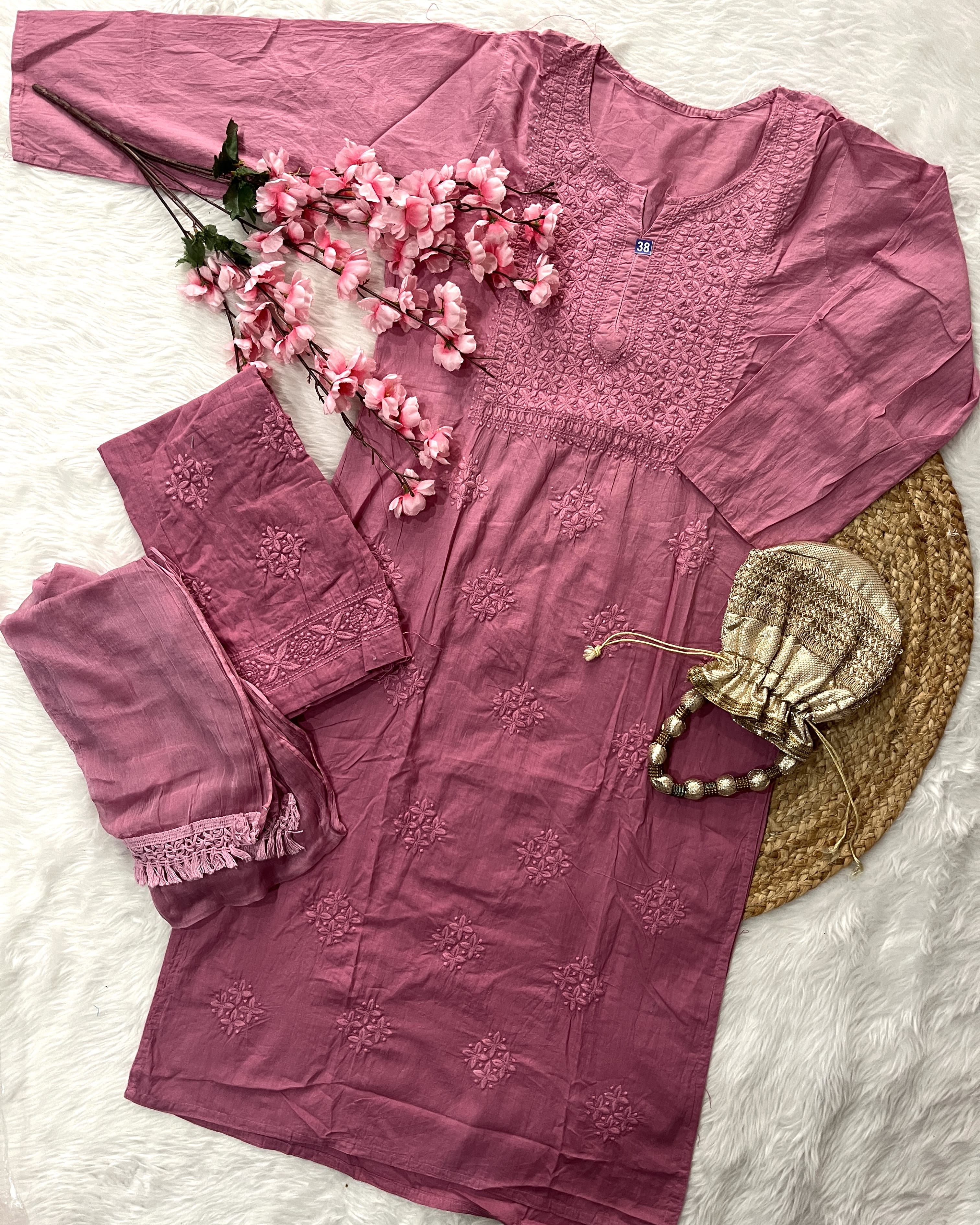Taaib | Cotton Kurta Palazzo Dupatta Set