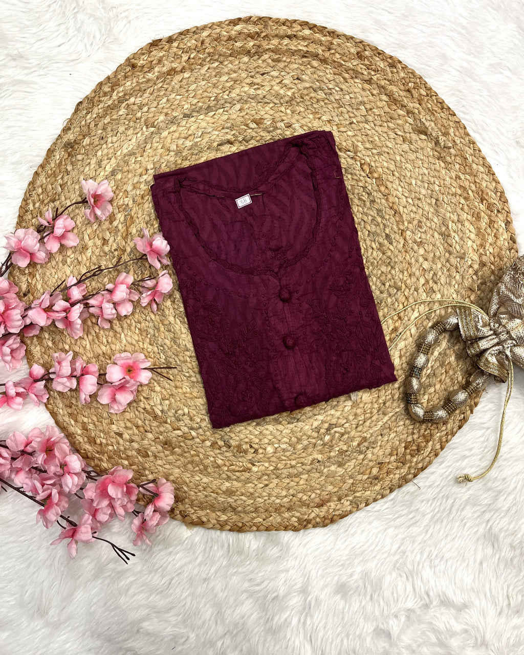 Raha | Chikankari Jacquard Cotton Long Kurti II
