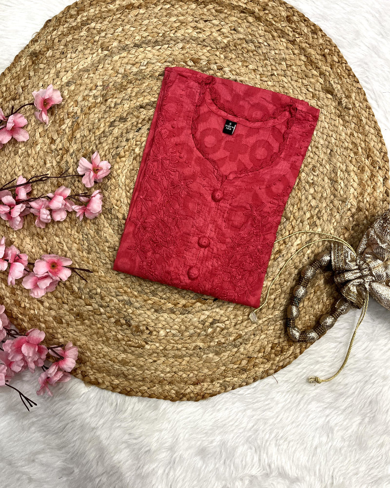 Raha | Chikankari Jacquard Cotton Long Kurti II
