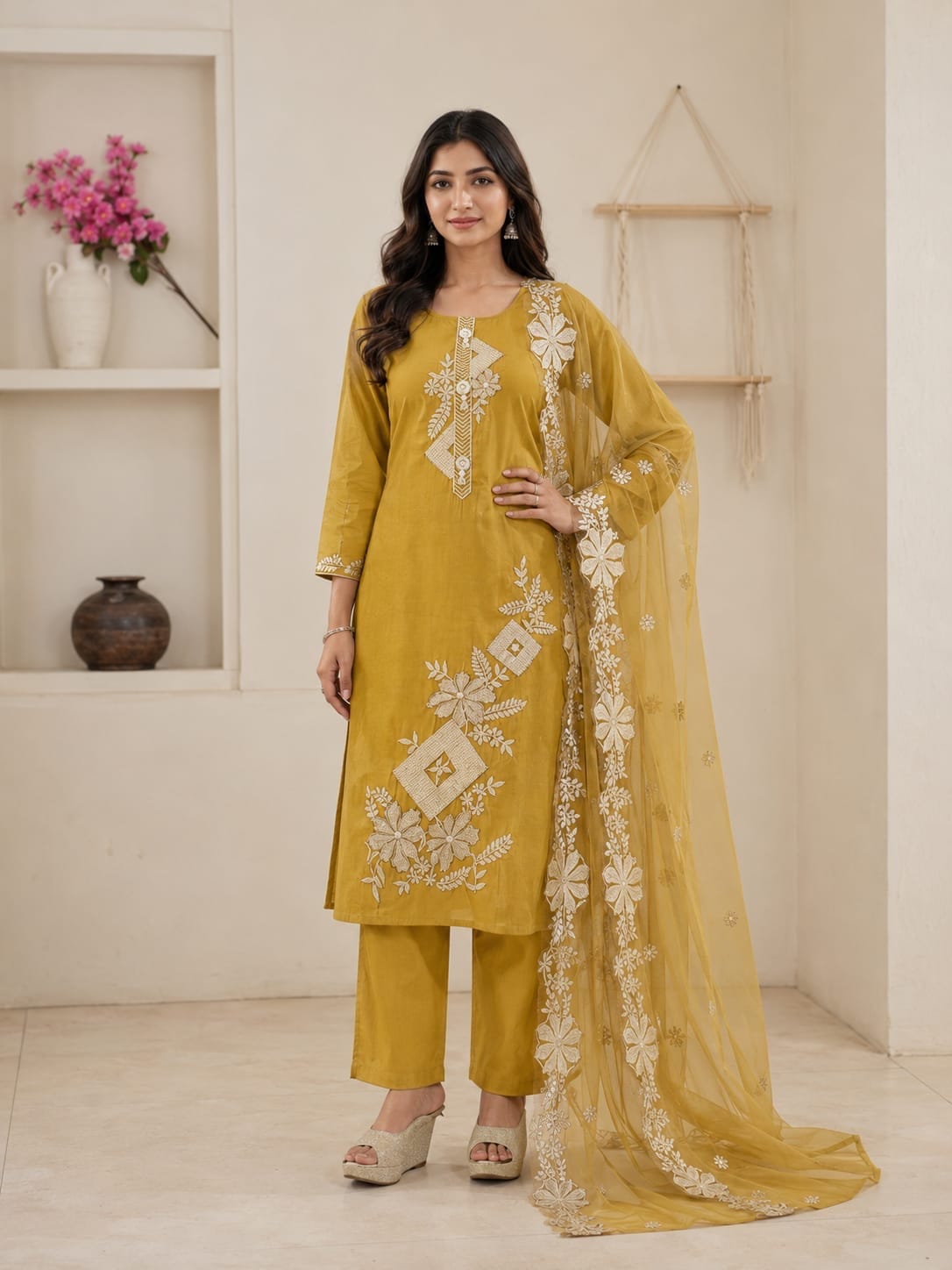 Selina | Organza Kurta Pant Dupatta Set