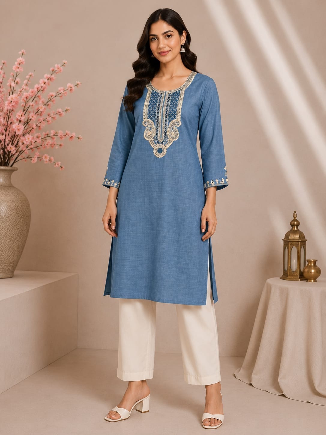 Zeena | Chanderi Long Kurti