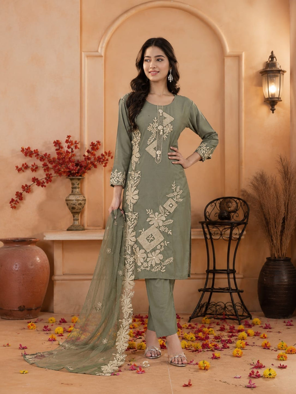 Selina | Organza Kurta Pant Dupatta Set
