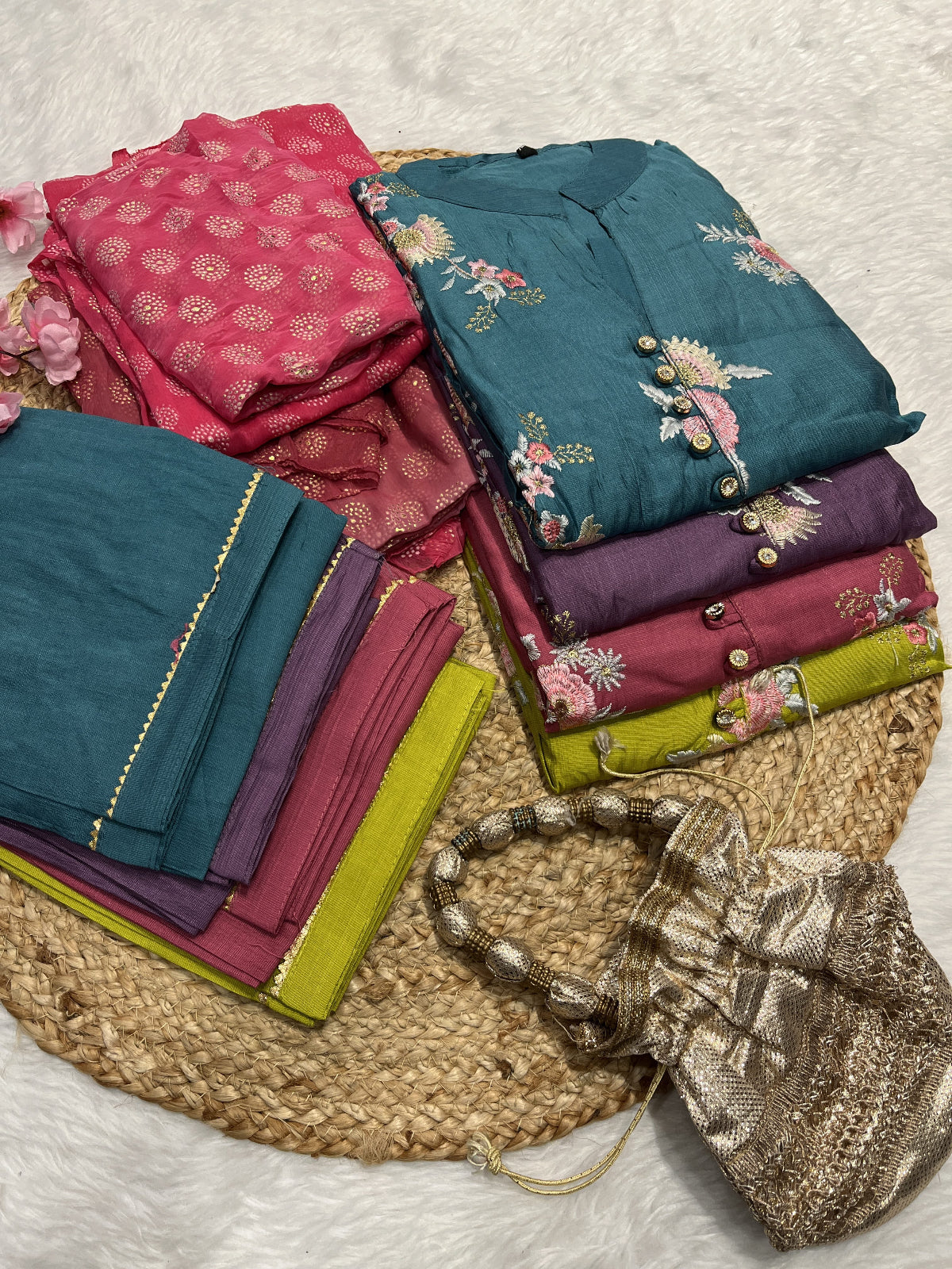 Rezara | Chanderi Kurta Pant Dupatta Set